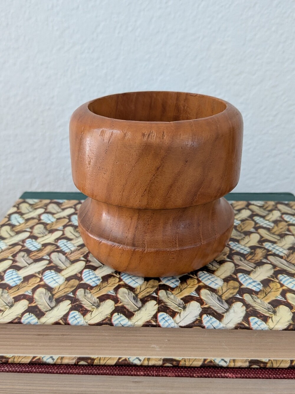 Vintage MCM Teak Wood & Brass Candle Holder Pillar or Taper Made in Thailand 3"